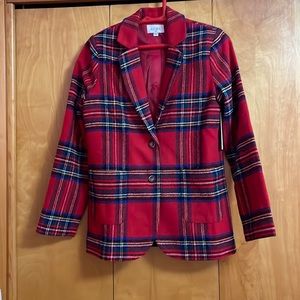 Aura Red Plaid Blazer xs holiday Christmas